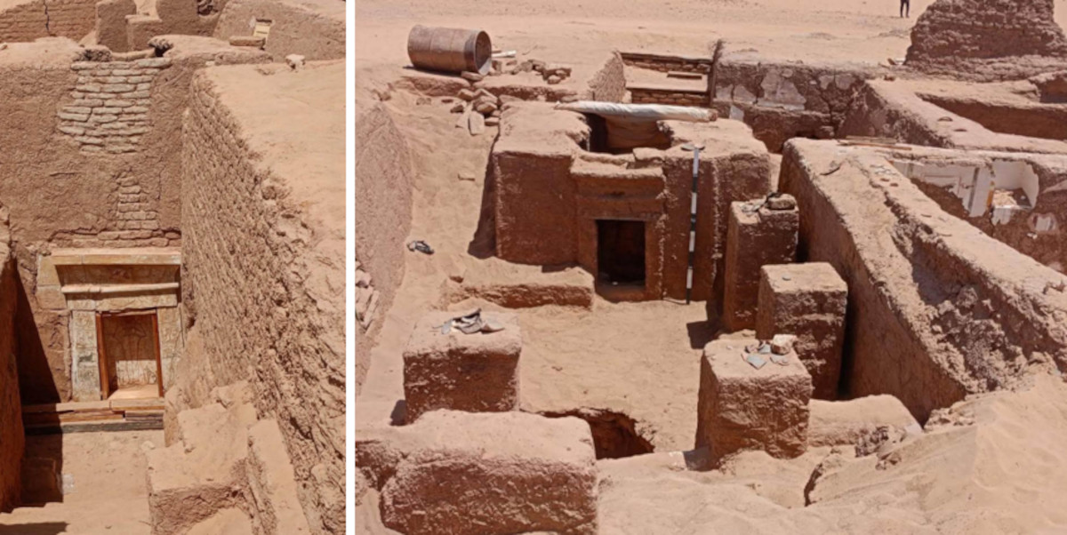 A pyramid tomb with a Greek poem