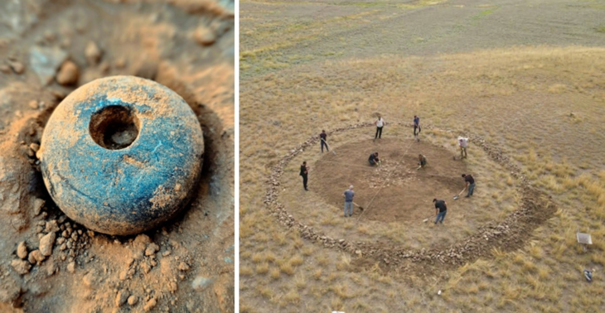 A stone mace in a warrior's grave