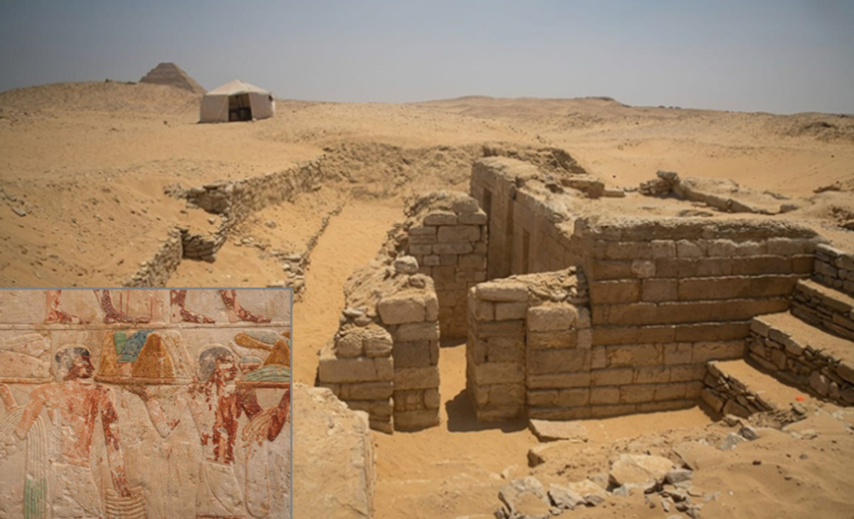 A tomb still bright with old paint