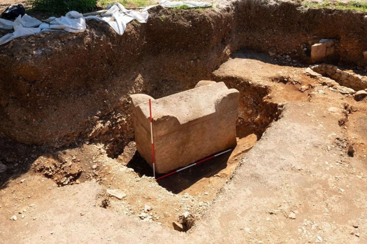 A stone coffin still sealed