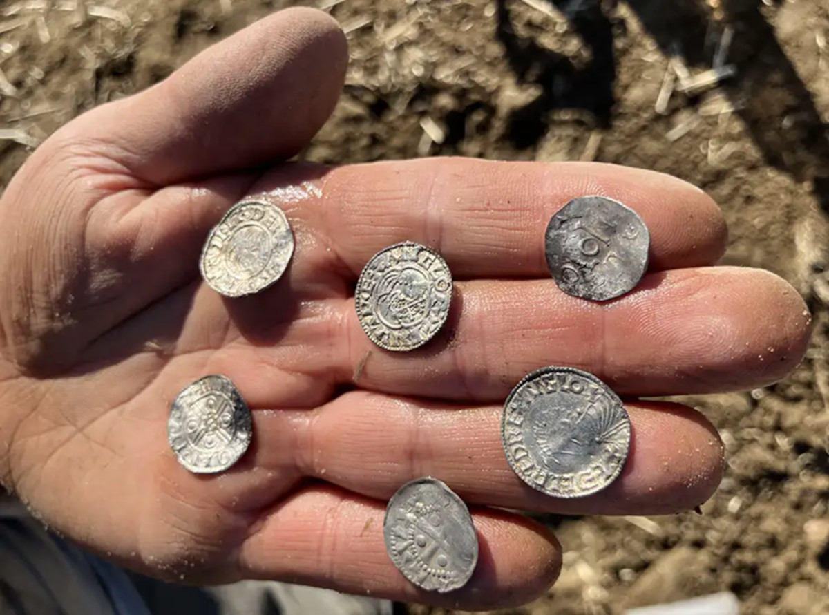 Nearly 3,000 silver coins in a field