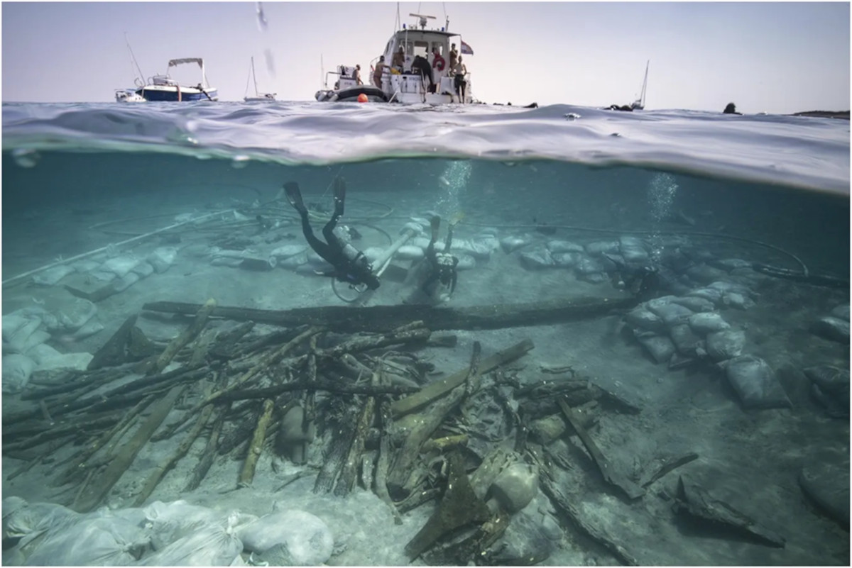 A ship patched with beeswax